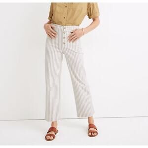 Madewell Sz 29 Slim Emmett Wide Leg Crop Pants Indigo Stripe White
